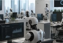 The human capabilities AI still can’t commoditise An office environment where robots have replaced humans