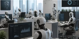 The human capabilities AI still can’t commoditise An office environment where robots have replaced humans